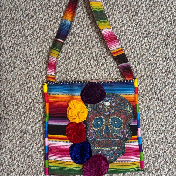 boot rugs Handbags - Skull Boot Rugs Handmade Embroidered Beaded Handbag Purse Bohemian Uniqu…
